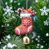 Hombre de Jengibre Navideño Cascabel Borla Papá Noel Adorno Pequeño Decoración de Árbol de Navidad Colgante de Decoración Navideña