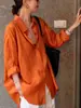 Camisa laranja dopamina de manga comprida para mulheres, 26 novo estilo outono, de alta qualidade, elegante, rejuvenescedora, proteção solar, jaqueta fina