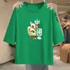 Camiseta de manga tres cuartos para mujer de comercio exterior transfronterizo para el Año del Serpiente, corte holgado, top corto de manga corta estilo chino para mujer