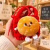 Funda de Hilo Peludo para Auriculares Billetera Monedero Dibujo Animado Hamburguesa Papas Fritas Pata de Pollo Lindo Estilo Chino León Llavero Colgante