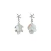 Pendientes de Botón de Pétalo de Concha de Imitación de Estrella de Mar Francesa para Mujer Lujo Ligero Gama Alta Únicos Hermosos Pendientes Accesorios Estilo Vacaciones Adornos para Orejas