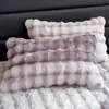 Par de Fronhas de Pelúcia de Pelo de Coelho para Inverno, Fronhas Espessadas de Veludo Leite, Enchimentos de Almofada de Fleece Coral, Peça Única