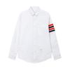 Camisa TB JL Marca de Moda Oxford Fiação Camisa Branca Manga Longa Nova Listras Coloridas Camisa Social Europeia e Americana para Homens e Mulheres