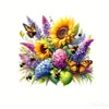 Adesivo de Janela Floral Girassol Borboleta Xino Jdt-A657 Adesivo Eletrostático Removível para Vidro para Sala de Estar, Quarto, Banheiro