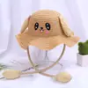 Chapéu de sol de orelha de rede para crianças, chapéu de pescador fofo com babados, chapéu de sol para pais e filhos com orelhas móveis