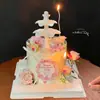 2026 Festival Qixi Dia dos Namorados Poço dos Desejos Coração Anjo Decoração de Bolo Ornamento Estilo Europeu Retrô Buquê de Flores Topper de Cartão