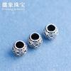 S925 Yintai prata grande buraco contas em forma de coração contas de prata DIY pulseira artesanal frisada pulseira acessórios acessórios material
