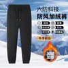 Calça corta-vento masculina casual, versátil, de perna reta, solta, tendência outono e inverno, com forro de fleece e espessada