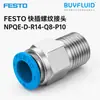 Conexão Rosqueada de Engate Rápido FESTO NPQE-D-R14-Q8-P10 Conector de Tubulação Industrial Produto Original Genuíno