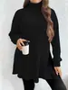 2026 Europeo y Americano Transfronterizo Amazon Temu Nuevo Irregular Hendidura Moda Cuello Alto Talla Grande Suéter Top