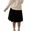 Falda Blanca Corta de Línea A con Volantes y Adorno de Encaje, Estilo Coreano de Verano 2026, Cintura Alta, Adelgazante, para Mujer