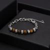 Estilo de Transmisión en Vivo de TikTok Transfronterizo Celebridad de Internet Europea y Americana Acero Inoxidable Retro Aleación de Piedra Natural Pulsera de Pareja Joyería Tendencia
