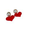 Pendientes de aguja de plata color vino tinto con incrustaciones de diamantes, encantador lazo, pendientes personalizados de nicho, pendientes retro de lujo ligero de alta calidad para mujer