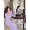 Vestido Suéter de Punto Ol Cuadrado Maduro Retro Suave Coreano para Mujer, Vestido Largo Base de Primavera Ceñido a la Cintura
