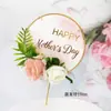 Decoração de Bolo Dia das Mães Flores Bonitas Cartão de Bolo de Aniversário Bandeira de Amor Acrílica Sobremesa de Festa