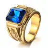 Acessórios explosivos transfronteiriços Europa e Estados Unidos mais vendidos grande anel quadrado nu zircônia preto vermelho azul ornamentos de mão de rosto largo pesados