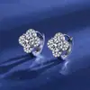Pendientes de plata de ley S925 con circonitas de seis garras para mujer, accesorios brillantes y populares.