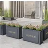 Combinación de Macetero de Acero Inoxidable Asiento Exterior Divisor Canaleta para Flores Patio Balcón Oficina de Ventas Banco de Calle Patio Exterior
