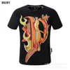 Estilo Europeo y Americano Nueva Camiseta Casual para Hombre con Impresión 3D de Alta Calidad de Cabeza de Fantasma con Llamas
