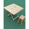 Mesa de Xadrez 50 em Madeira Maciça Esculpida, Simples e Conveniente para Uso Doméstico, Mesa Quadrada Pequena Dobrável, Mesa de Xadrez Acessível e Durável