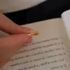 Anillo Abierto en Forma de Y Cepillado Transfronterizo Vintage con Piedras Preciosas para Mujer, Anillo de Dedo Índice de Gama Alta de Nicho, Simple y Moderno