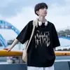 Camiseta Masculina de Manga Curta com Estampa de Letras Felpudas Modelo Novo 2026, Casual Pesado de Caimento Solto, Estilo Preguiçoso, Top Versátil de Meia Manga