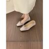 Sapatos de Cetim para Noite com Salto Embutido Estilo Francês Bico Quadrado Baixo Slip-On Versáteis e Confortáveis para o Dia a Dia Sapatos Planos de Fada para Mulheres