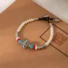 Pulsera étnica colorida de turquesa estilo Tíbet, personalidad artística vintage, joyería creativa tejida a mano nepalí