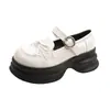 Sapatos Mary Jane com Laço e Sola Grossa para Mulheres 2026 Novo Estilo Universitário de Tira Única Bico Redondo Versátil Sapatos de Couro com Sola Grossa
