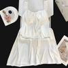[Algodón Yunduo] Peishi de Abanico # Suéter de Verano para Mujer Ropa de Casa con Almohadillas en el Pecho y Camisones