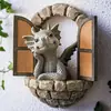 Fornecimento Direto da Fábrica Cruzamento Fronteira Estátua de Fada Lendo Janela Dinossauro Jardim Decorativo Resina Enfeites Artesanato