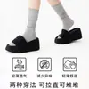 Calcetines Grises a Rayas Verticales Holgados para Mujer, Calcetines Largos Estilo Ballet a Media Pantorrilla, Serie Miu Elásticos de Primavera, Calcetines de Invierno Otoño para Pantorrilla de Mujer