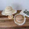 2026 Nuevo Estilo Sombrero de Paja Tejida con Protección Solar para Vacaciones en la Playa para Niños Sombrilla de Paja con Borde de Encaje de Verano Sombrero de Pescador Venta al por Mayor