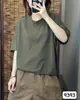 Camiseta Pulóver de Manga Cinco Cuartos con Borde Crudo, Cuello Redondo Simple, Holgada, Estilo Coreano de Verano, Top Casual Versátil para Mujer 9393