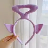 Faixa de cabeça fofa com orelhas de panda para lavar o rosto, faixa de cabeça de pelúcia de desenho animado com coroa alta para mulheres, faixa para maquiagem e lavar o cabelo, acessório de cabelo