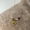 Corrente de Suéter com Pedra Olho de Tigre Feminina Estilo Celebri d'Internet de Luxo Vintage Outono e Inverno Popular Colar Girassol com Contas