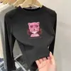 Camiseta casual de fleece com manga longa para outono e inverno para meninas, top estiloso e moderno, camiseta básica versátil de gola redonda para meninas