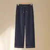Jeans mom rectos elegantes de alta gama, nuevo estilo otoño/invierno para mujeres mayores de 50 años, pantalones para mujeres de mediana edad y ancianas, imitación de mezclilla, versión estrecha, pantalones de pierna ancha para mujer