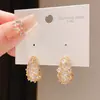 Pendientes de Plata con Forma de Gota de Frijol de Circonita Estilo Lujo Ligero Estilo Retro Francés Versátiles Pendientes de Lujo Ligero de Gama Alta de Nicho para Mujer