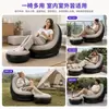 Sofá Inflable de PVC Flocado para Acampar al Aire Libre con Reposapiés, Sofá Inflable Plegable Portátil, Sofá Perezoso