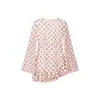 Atacado de roupas femininas transfronteiriças 2026 novo estilo de feriado vestido curto estampado com babados, decote V irregular e mangas compridas
