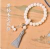 Jade Blanco Raíz de Bodhi Loto de mano Rosario Bodhi femenino Cuentas giratorias de mano Pulsera Cuentas de Buda Wenwan Anillo giratorio Pulsera con borla