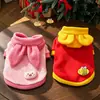Ropa de invierno para mascotas para gatos y perros, estilo de dibujos animados, forrada de polar, con capucha, para perros pequeños como Teddy, al por mayor desde fábrica de mascotas
