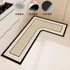 Alfombrilla de Piso en Forma de L para Cocina, Esquinero Doméstico Antideslizante y Resistente al Aceite, Alfombra Absorbente de Agua Limpiable Lavable de Tierra de Diatomeas, Alfombrilla en Forma de L