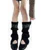 Meias de outono e inverno com padrão Fair Isle, barra dividida, de comprimento médio para mulheres, tricotadas, em camadas, quentes, versáteis, estilo coreano e aquecedores de perna da moda