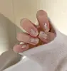 Unhas Postiças Curtas Estilo Hailey Populares, High-End, Realçadoras da Pele, Unhas Postiças Elegantes, Adesivos de Unha Semi-Acabados Removíveis Atacado