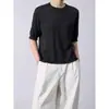 Camiseta de Punto Fino para Mujer, Estilo Francés, Cuello Crudo de Alta Calidad, Acetato Liso Lyocell, Corte Recto, Cuello Redondo, Manga Media