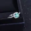 Anillo de Moissanita Femenino 1 Quilate Cobre Puro Chapado en Platino Anillo de Diamante Cuadrado Princesa Diamante Azul Verde Cristal Anillo de Boda