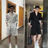 Conjunto de Camisa de Manga Longa Lisa Casual Solta e Shorts Masculino de Verão Novo High-End Estilo Old Money Simples