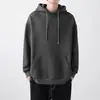 Sudadera con capucha para hombre de otoño e invierno, forro polar, engrosada, holgada, estilo Hong Kong, tendencia, color liso, versátil, top para estudiante y pareja